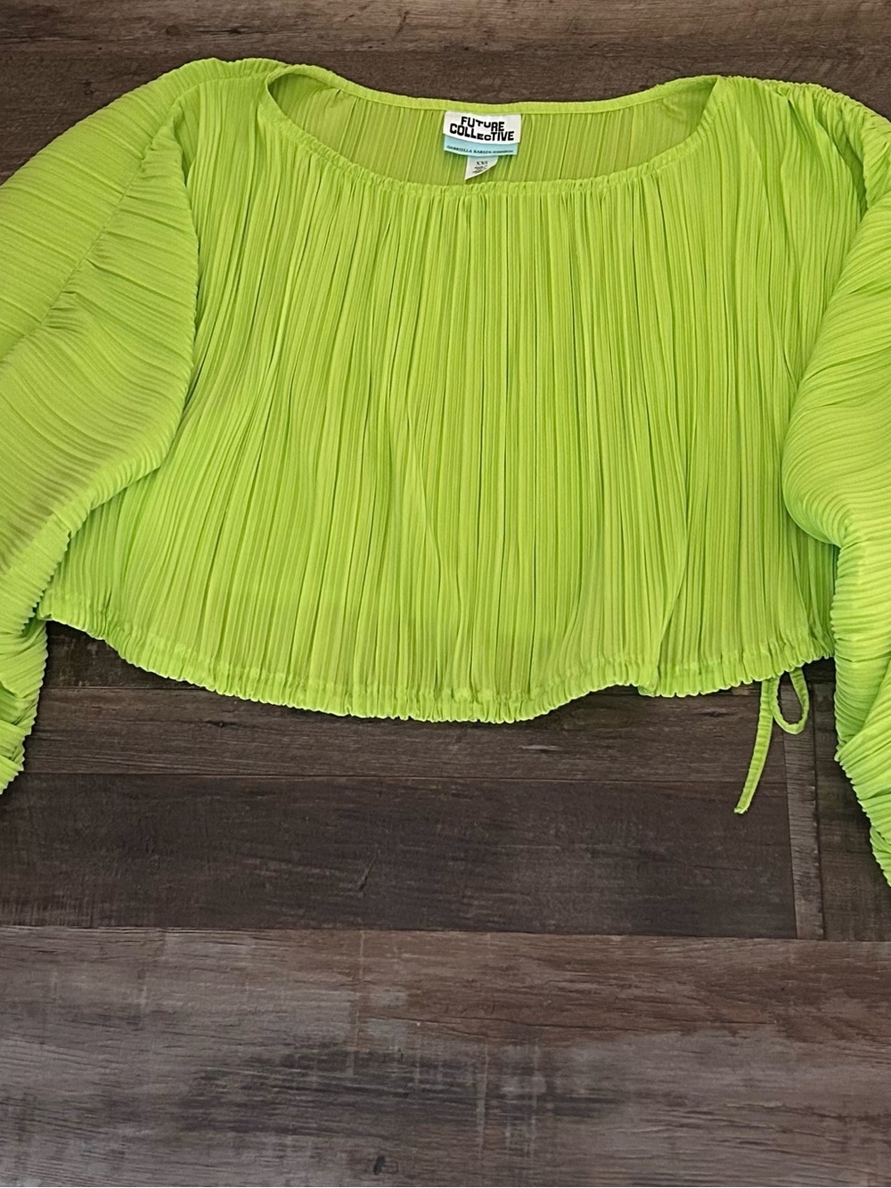 Pleated Lime Cropped Blouse - Future Collective